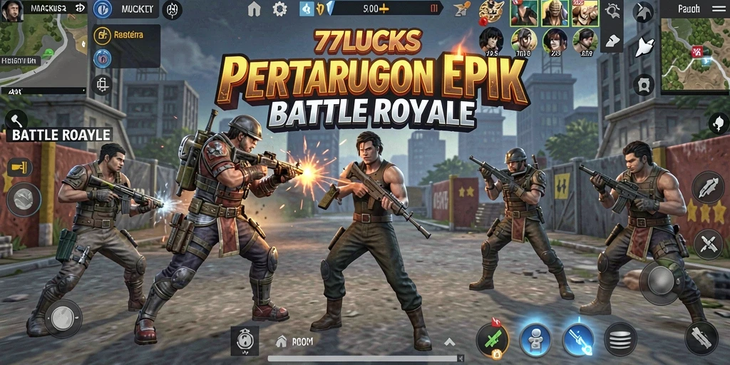 Gameplay intens di 77LUCKS yang memperlihatkan aksi pertempuran sengit.
