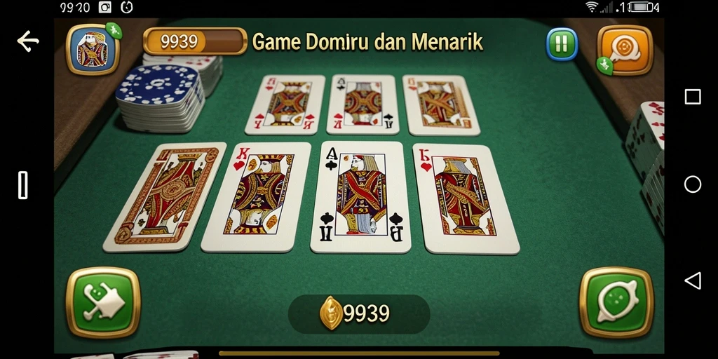 Tampilan gameplay seru di 9939 dengan kartu Domino.