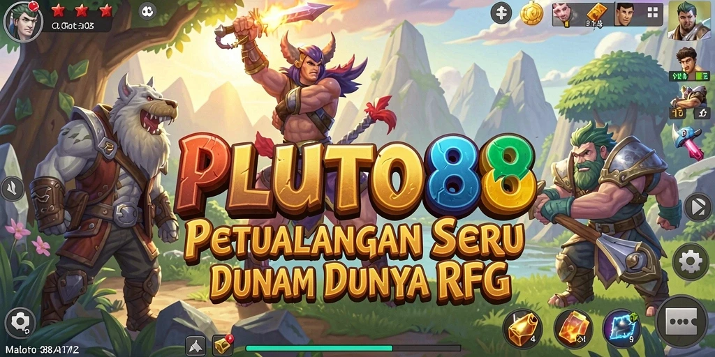 Screenshot gameplay PLUTO88 yang menampilkan pertarungan epik dalam dunia RPG.