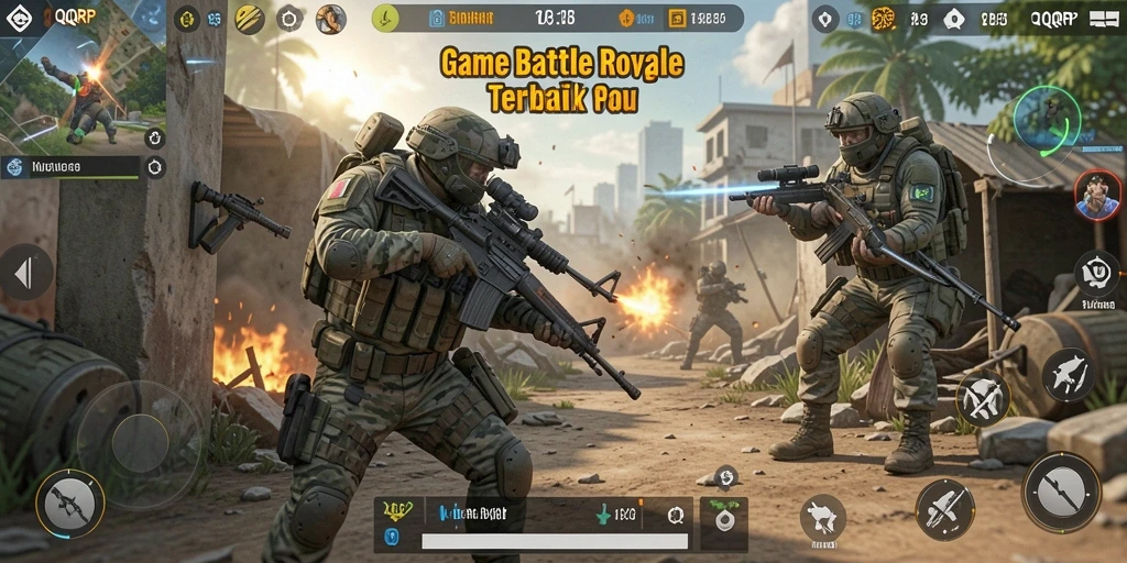 Gameplay menegangkan dalam pertandingan Battle Royale QQRP.
