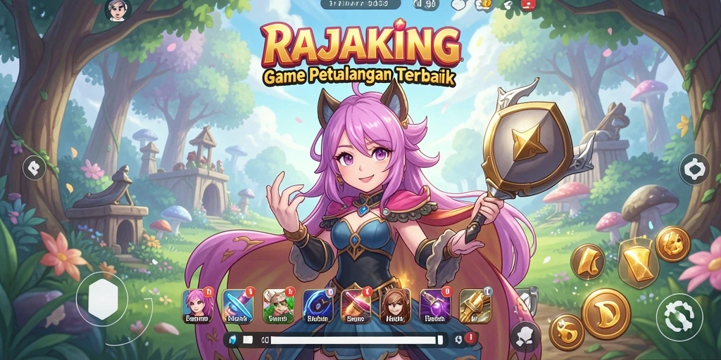Tampilan grafis yang menawan dari gameplay RAJAKING dengan karakter anime.