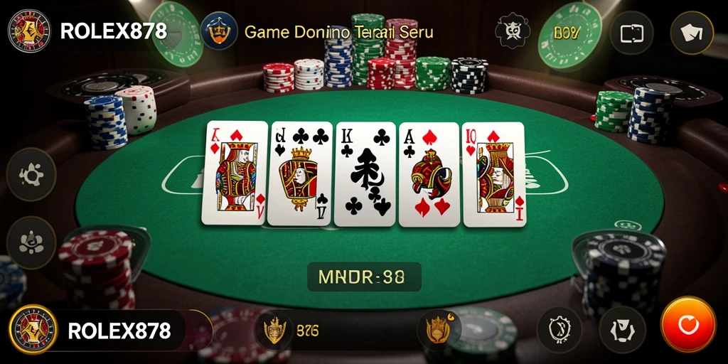 Tampilan gameplay mendebarkan dari permainan domino di ROLEX878.