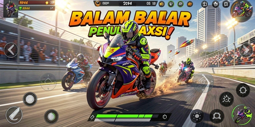 Gameplay balap motor yang mendebarkan dan seru di RR44.