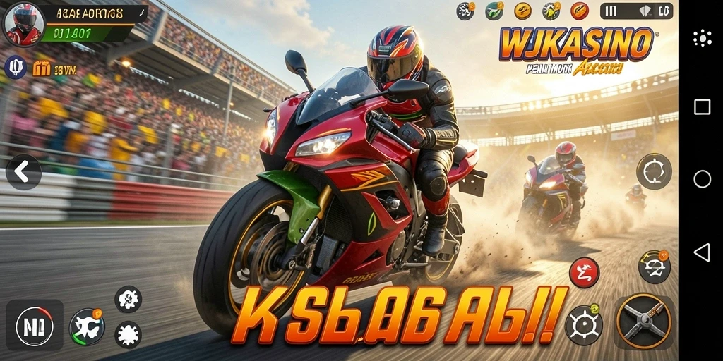 Tampilan gameplay WJKASINO dengan aksi balap motor yang seru.